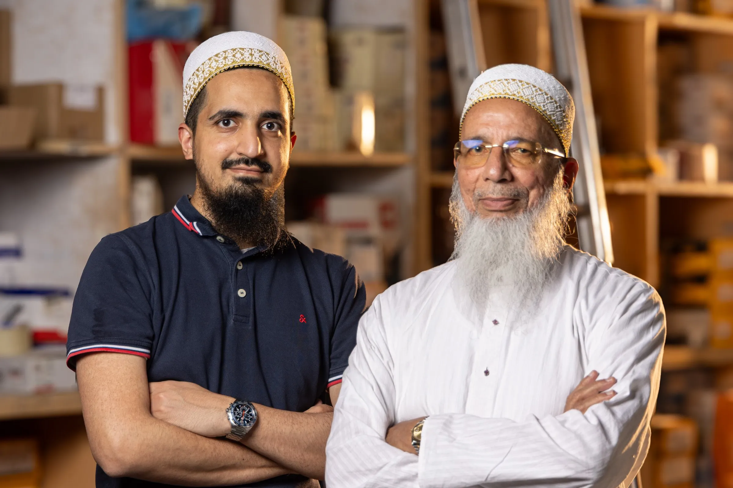 Our founder and his son in the Albathaa warehouse