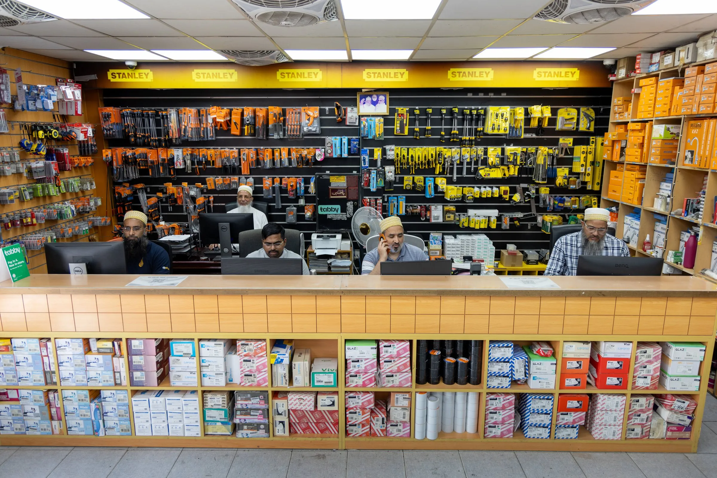 The Albathaa trade counter with tools on the wall