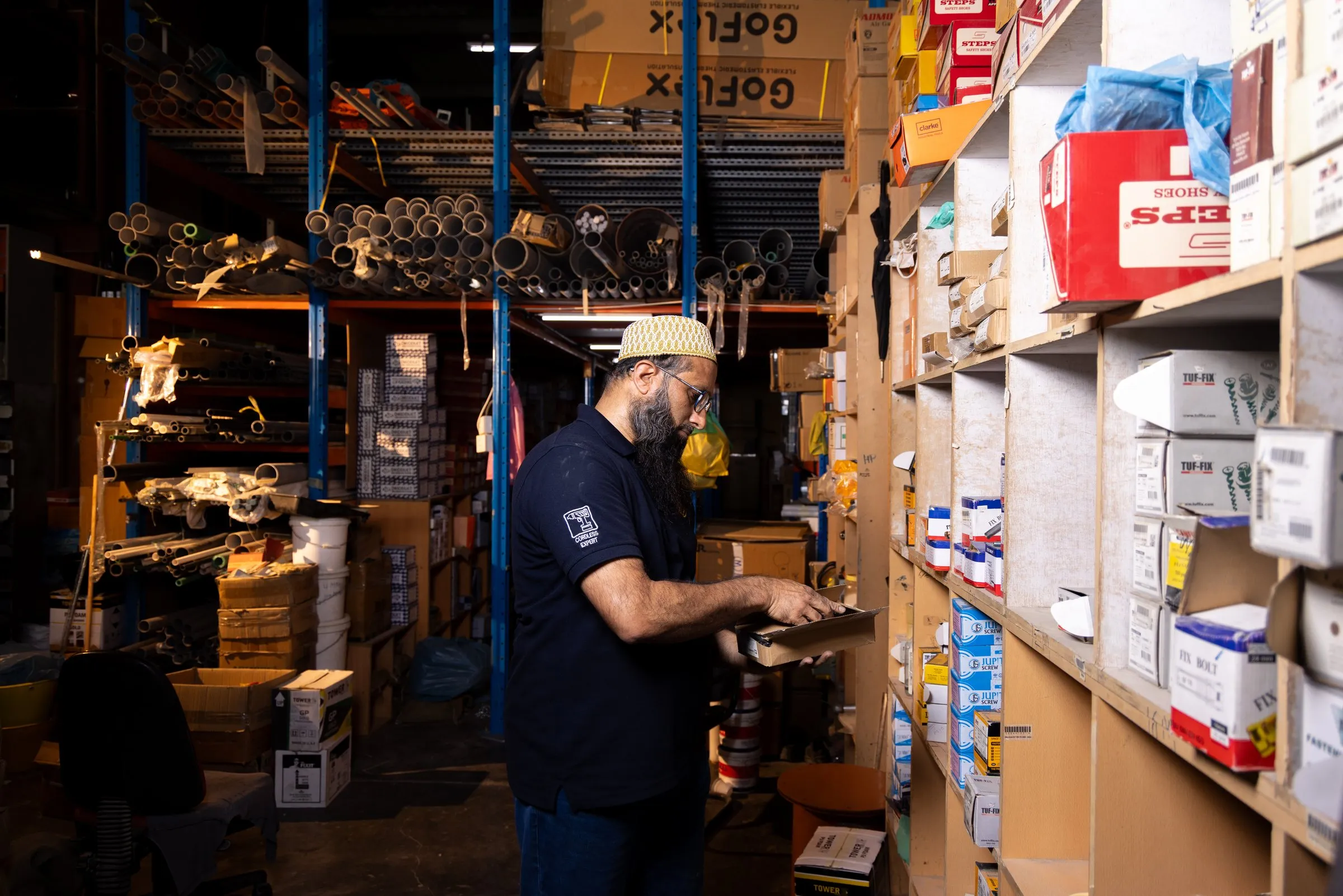 Warehouse racks with site stock